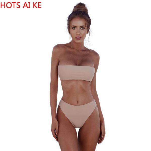 

ladies swimwear solid tube push-up padded bra bikinis bathing suit casual female swimsuit casual women beachwear, White;black