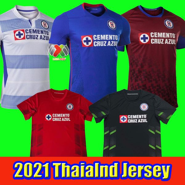 

2020 2021 liga mx cruz azul soccer jerseys 20 21 home blue away white third red football shirts camisetas de futbol woman men kit thailand j, Black;yellow
