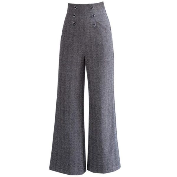 

women's pants & capris wool houndstooth wide leg women 2021 autumn and winter high waist loose ankle length, Black;white