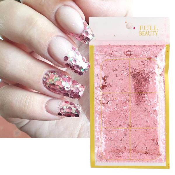 

nail glitter 50g bag holographic sequins hexagon 3d flakes sparkly spangles polish manicure nails art decoration la1928, Silver;gold