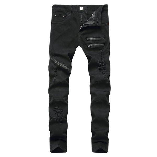

men's jeans 2021 denim pants with pockets hole casual zipper trousers for men male streetwear calÃ§as, Blue