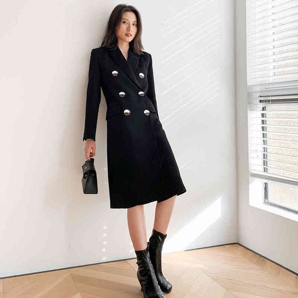 

women's suits & blazers [eam] women big size long double breasted black blazer notched sleeve loose jacket fashion spring autumn 2022 1, White;black