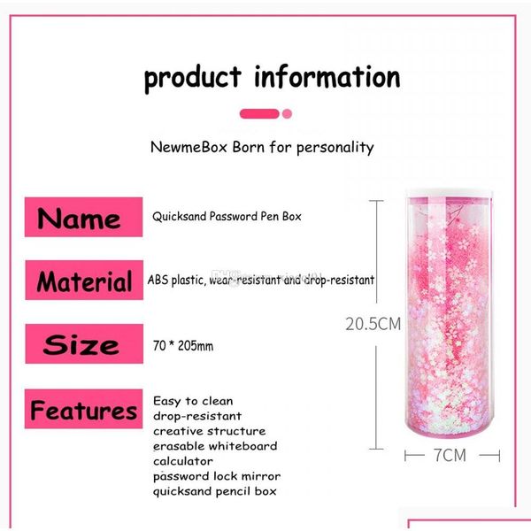 

2020 newmebox half quicksand translucent creative multifunctionpassword lock cylindrical ipen &pencil box, station jllzxf lajiaoyard