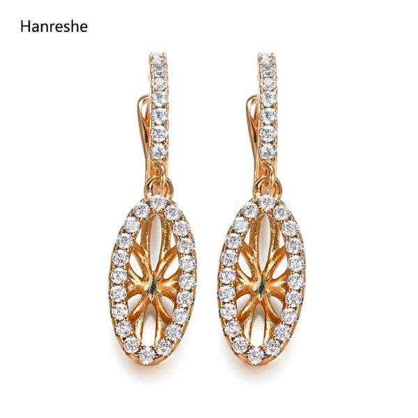 

dangle & chandelier hanreshe copper drop earrings zirconia rose gold charm pendant flower vintage jewelry party accessories woman girl gift, Silver