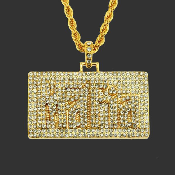 

amulet neck pendants men's hip hop necklace jewelry diamond creative letter pendant bar accessories, Silver