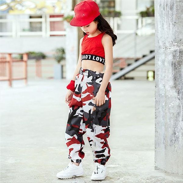 

wine camouflage pants for girls kid hip hop clothing jazz dance wear costume ballroom dancing clothes stage outfits, Blue