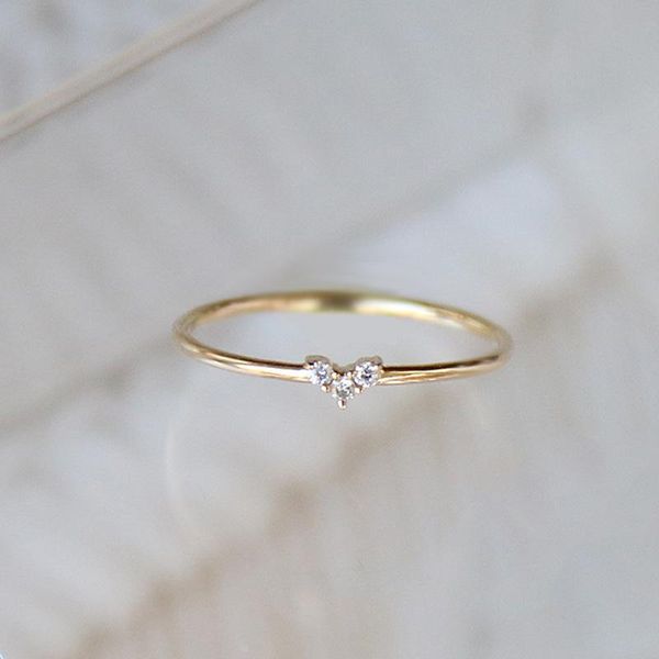 

wedding rings simple female white crystal stone ring classic gold color engagement luxury love heart zircon for women, Slivery;golden