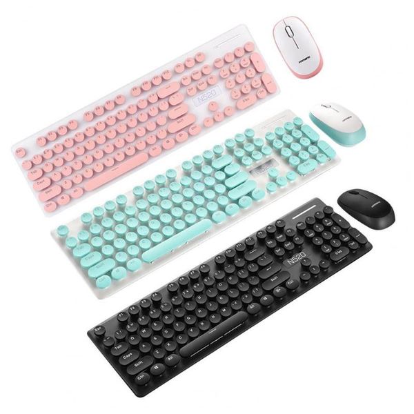 

keyboard mouse combos gamer kit wired steampunk vintage gaming with round key button set