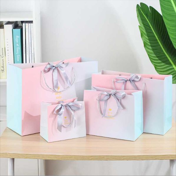 

colorful paper gift bag kraft paper candy box with handle wedding birthday party gift package