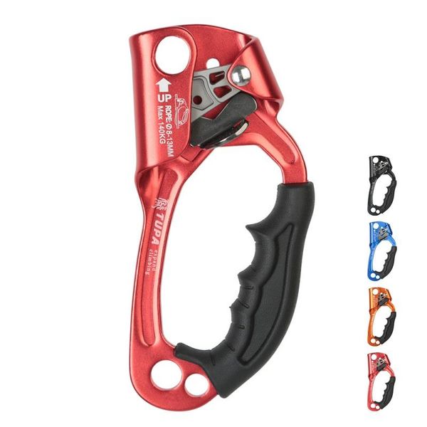 

cords, slings and webbing 1pc 8-12mm rock climbing right/ left hand riser ascender rope clamp grasp device mountaineer handle tools
