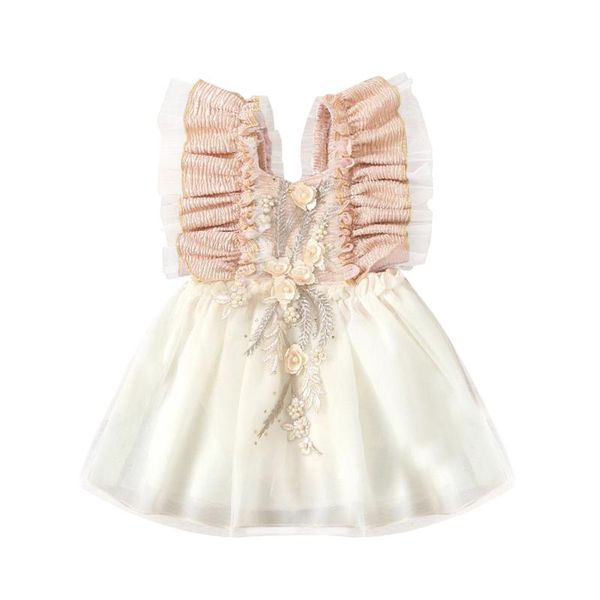 

girl's dresses born baby girl lace summer breathable solid color princess dress flower bodysuits girls clothes sundress ll4, Red;yellow
