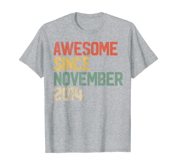 

awesome since november 2014 5th birthday gift 5 year old t-shirt, White;black