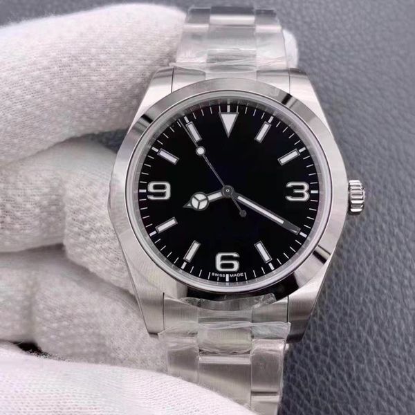 

men's watch classic full-automatic mechanical watch size 39mm sapphire mirror stainless steel waterproof men's sports mechanical w, Slivery;brown