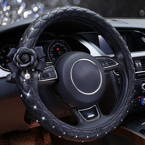 

steering wheel covers leather elastic car cover for girl absorptian installing easily styling bling accessories woman