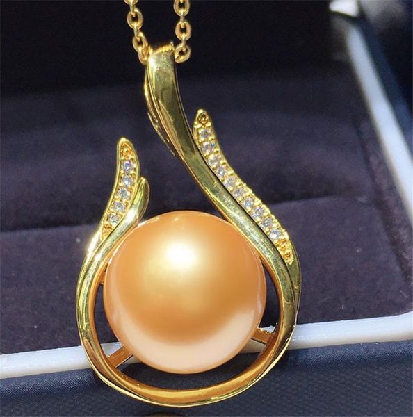 

pendant necklaces habitoo gorgeous natural 11-12mm gold round freshwater pearl chain necklace cubic zircon for women fashion jewelry, Silver