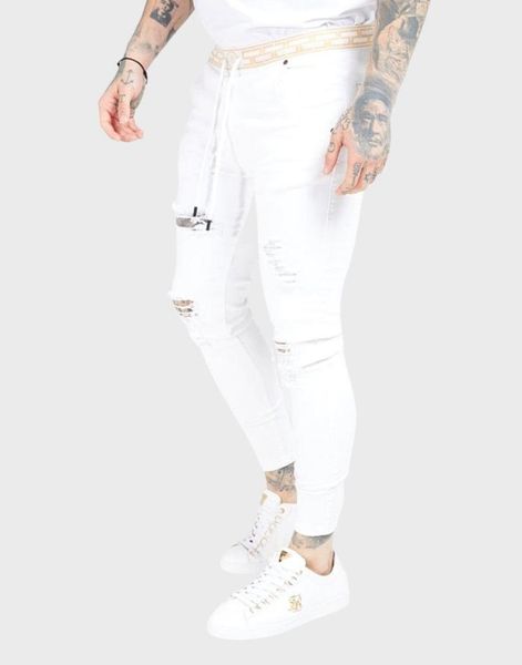 

siksilk elasticated waist cartel mens jeans white, Blue