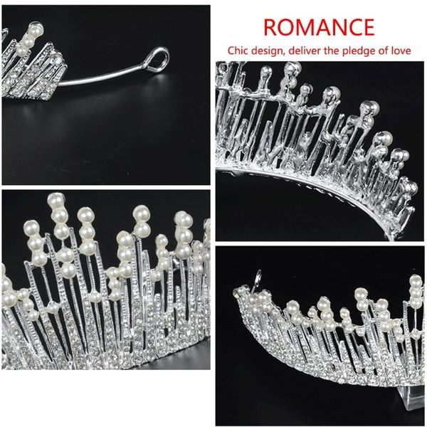 

hair clips & barrettes vintage princess wedding crown tiara bridal prom party pearl rhinestone hairband, Golden;silver