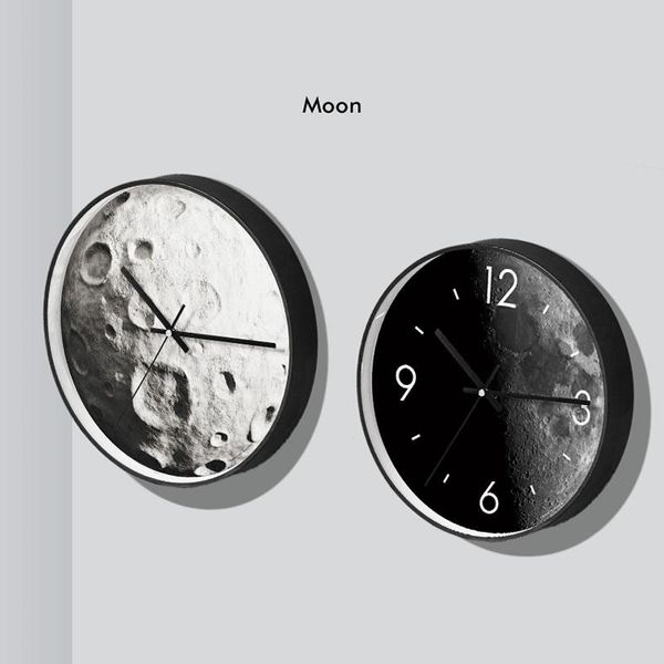

wall clocks creative black moon surface clock personality living room r art