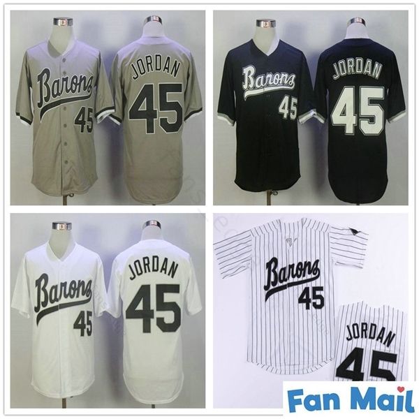

michael #45 birmingham barons baseball jerseys black white grey stitched movie michael birmingham barons retro man baseball shirt, Blue;black