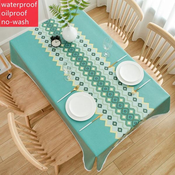 

table cloth cotton linen white lace selvage waterproof oilproof no-wash el wedding dining room cover