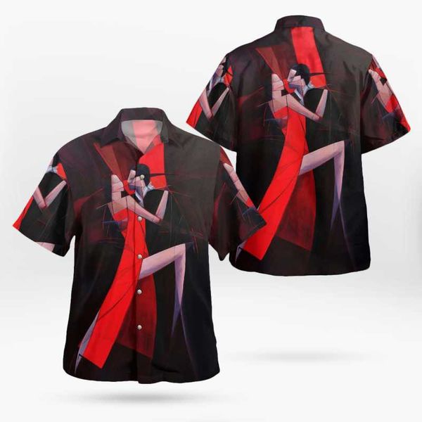 

men's casual shirts 2021 3d printing dance anime hawaii men summer short-sleeved beach shirt oversize camisa masculina 5xl-136, White;black