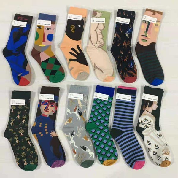 

bm socks art oil painting abstract color personality fashion socks 0gj9, Black