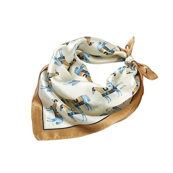 

scarves 2021 european and american silk small square scarf women's hair tie band animal printed handband customized 53*53cm, Blue;gray