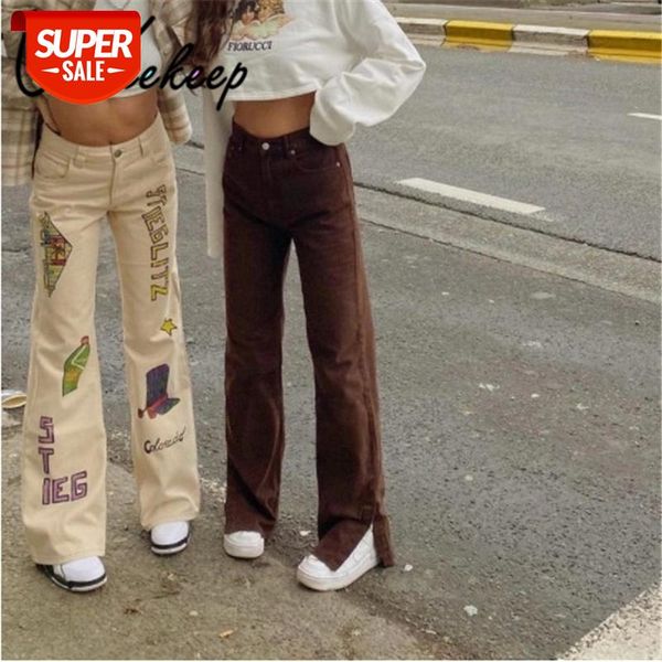 

weekeep caramel brown corduroy cargo pants womens streetwear high waist split vintage wide leg pants female casual long trousers #9l8h, Black;white