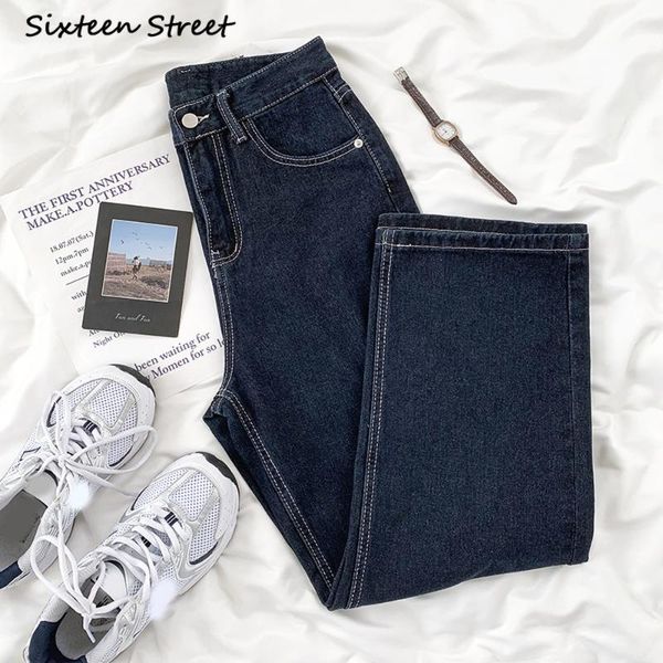 

women's jeans for women vintage washed dark blue high waisted korean style loose casual wide leg pants y2k aesthetic fashion female 202