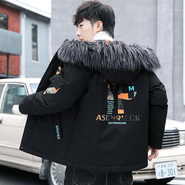 

men's down & parkas 2021 autumn casual warm hooded cotton-padded jackets winter parka men with fur collar streetwear thicken wadded ja, Black