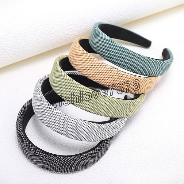 

vintage sponge plaid headbands bezel hair bands for women hair clips turban headband hoop hair accessories girls headwear opaska, Silver