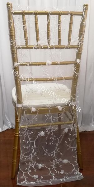 

chair covers 10pcs yhc#150 elegant embroidery tulle/organza back cover for chiavari wedding events decor
