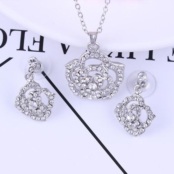 

earrings & necklace suit rose accessories, Silver