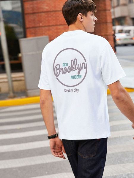

men letter graphic round neck tee g7ac#, White;black