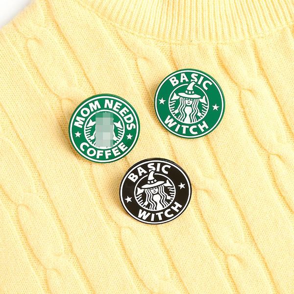 

pins, brooches custom witch hat girl basic enamel pins bag clothes lapel pin black green coffee badge jewelry gift for friends, Gray