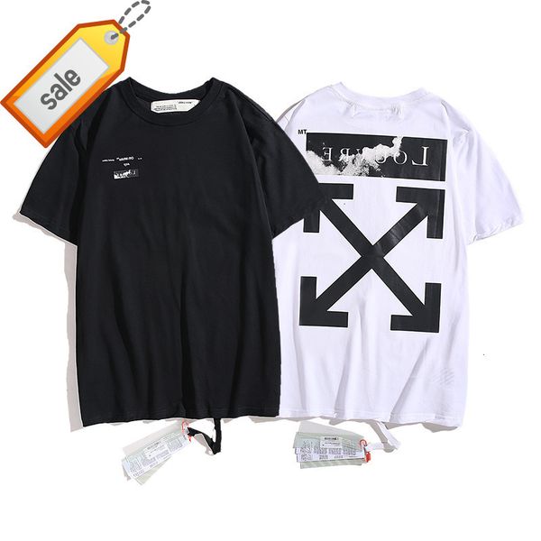 

brand off style cloud fashion oil painting arrstyle short sleeve t-shirt men's and wo wear, White;black
