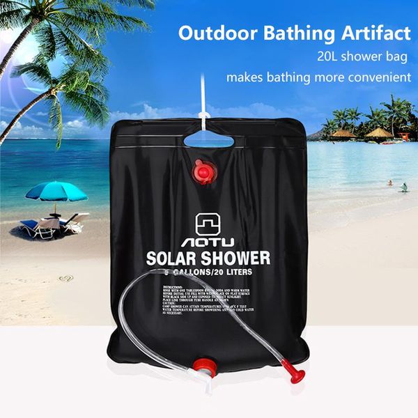 

portable 20l solar camping shower bag outdoor hiking heated bathing water bag camping portable shower solar water bags