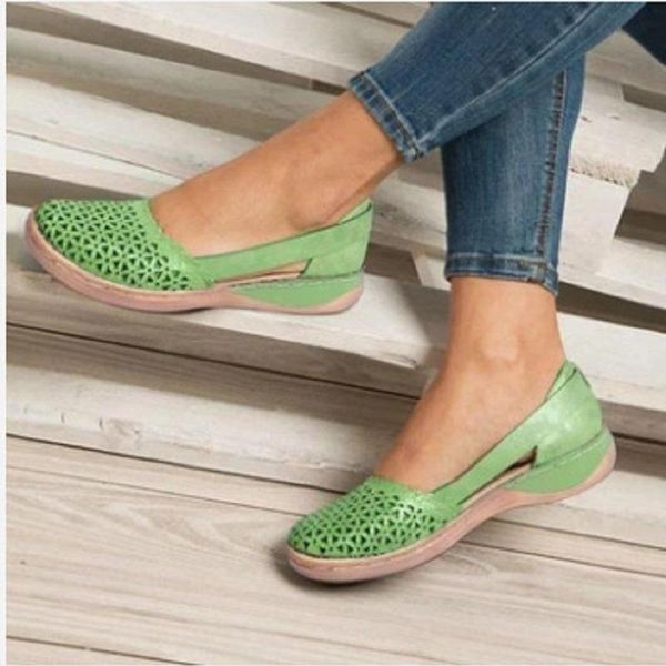 

sandals 2021 wedges hollow out pu vintage woman shoes slip on casual sewing ladies sandal female plus size summer, Black