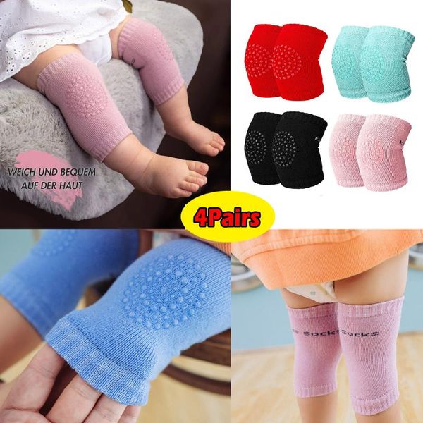 

4pairs kids baby safety sport crawling elbow cushion knee pads protective gear socks newborn boy toddler socks baby accessories, Pink;yellow