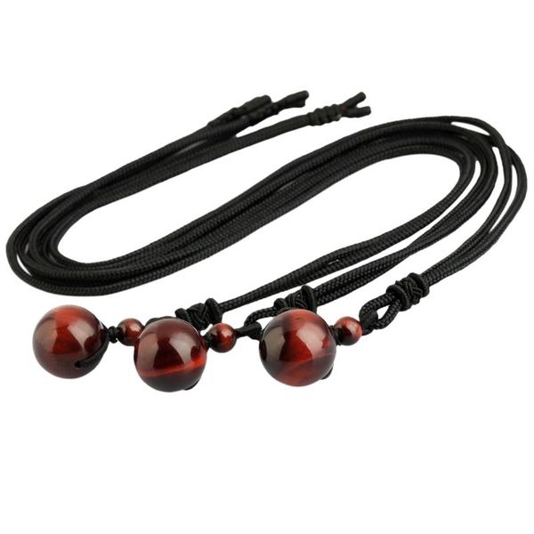 

pendant necklaces natural red tigers eye gem stone necklace adjustable black rope chain double ball energy amulet charms jewelry for women, Silver
