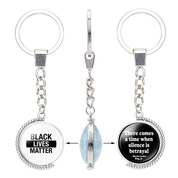 

keychains black lives matter key ring us parade protest double sided alloy chain, Silver