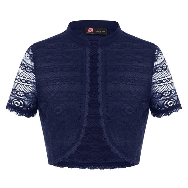 

women's jackets elegant retro coats women lace bolero thin short sleeve stand collar open front shrug summer cropped party evening, Black;brown