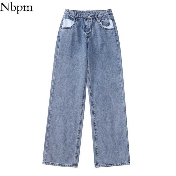 NBPM Mode Freund Stil Baggy Jeans Frau Hohe Taille Streetwear Girls Wide Bein Jeans Hosen Denim Hose Femme 210529