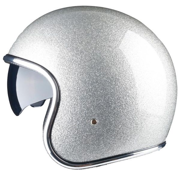 

shiny silver motorcycle helmet 3/4 open face helmet light weight dot
