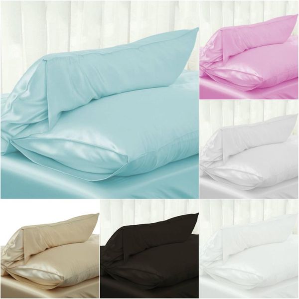 

cushion/decorative pillow luxury silky satin case cover solid color standard pillowcase bedding smooth home