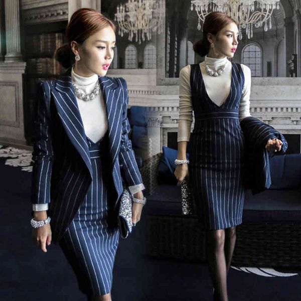 

two piece dress llzacoosh 2 piece women arrival spring autumn women suit blazers and jackets + striped sleeveless two set 7zbq, White