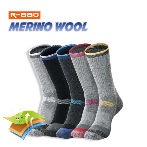 

2 pairs merino wool thermal socks for men women winter keep warm ski hiking socks sports outdoor thermosocks thicken m l xl 210727, Black