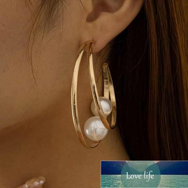 

bohemia cute double layer big cuff hoop earrings minimalist fashion gold color hoop earring for women broncos trend jewelry factory price ex, Golden;silver