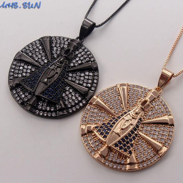 

mhs.sun holy mary round pendant necklace with cubic zircon religion jewelry for women party gift 1pc chain choker, Silver