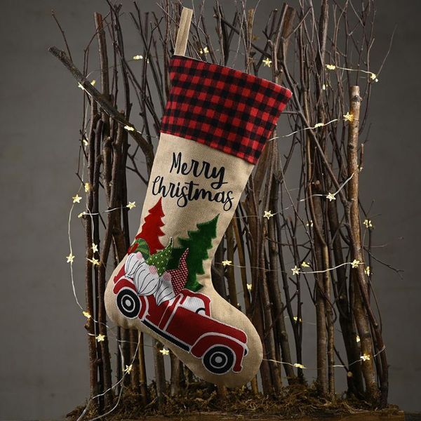 

christmas decorations stocking santa gift sock lovely bag for children fireplace tree decoration deskdecor